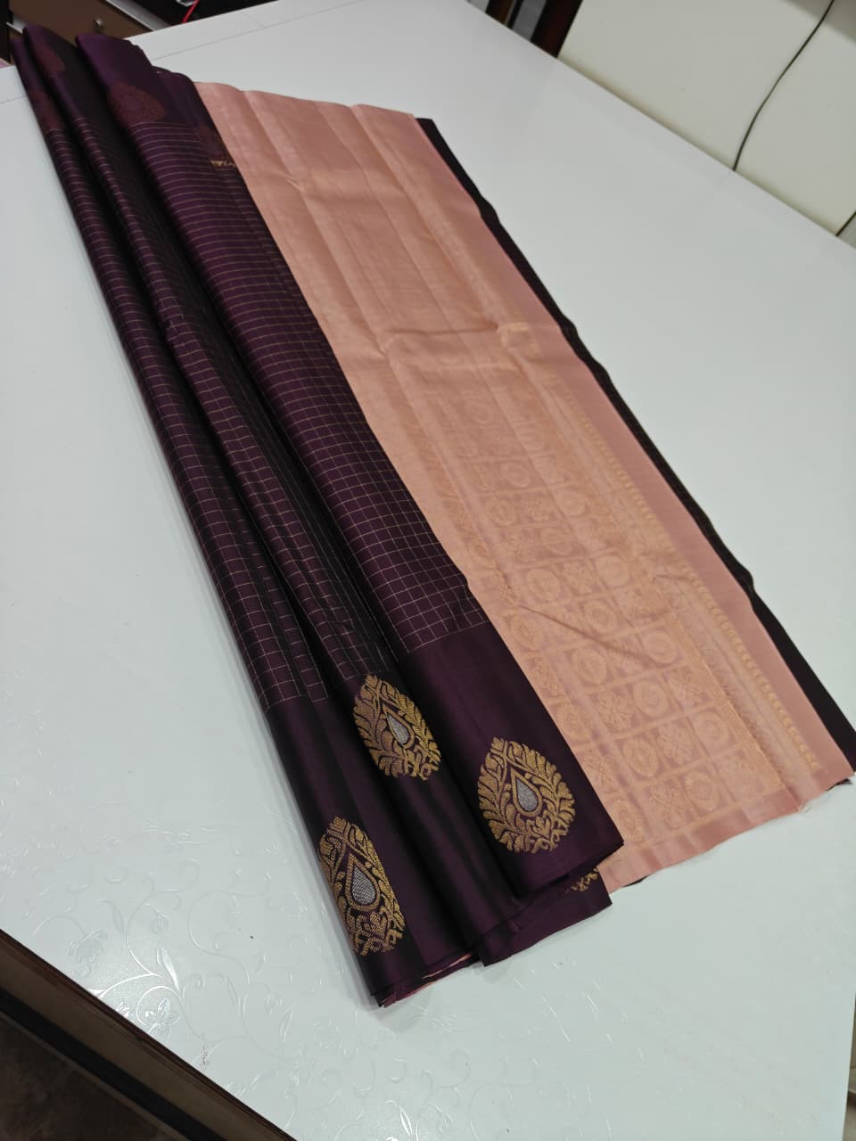 Chocolate Brown Pure Zari Woven Kancheepuram Silk Saree